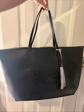 PINK Victoria's Secret Black Tote with Silver Tassel
